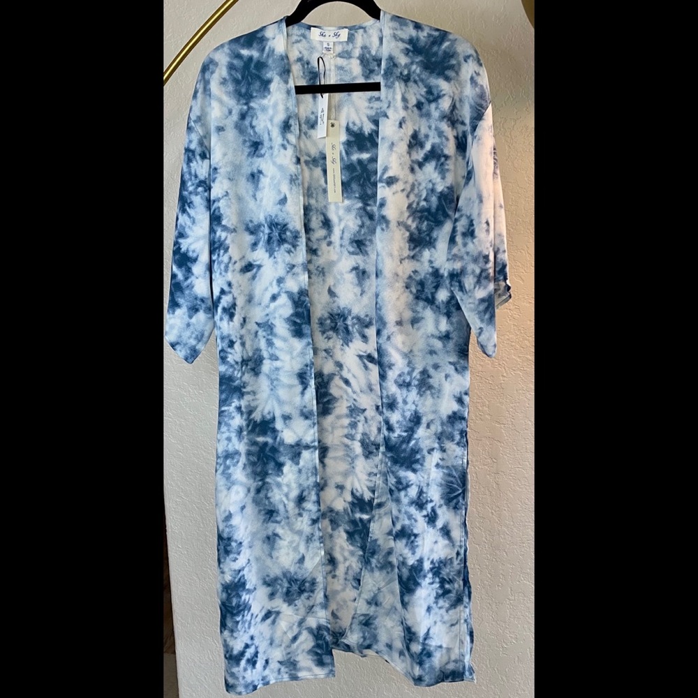NWT long tie dye duster kimono
